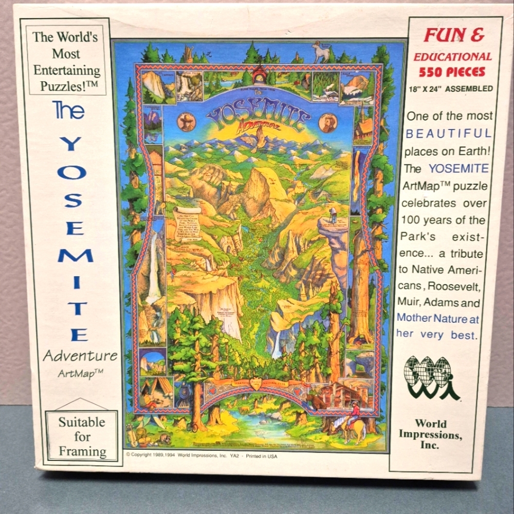 Vintage Yosemite Art map 550 pc. Puzzle - New Sealed - World Impressions Inc.